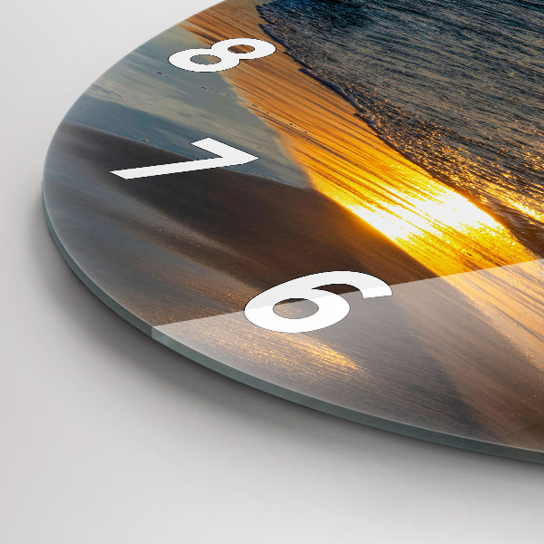 Kulaté skleněné hodiny s fotkou Władysławowo Baltské moře