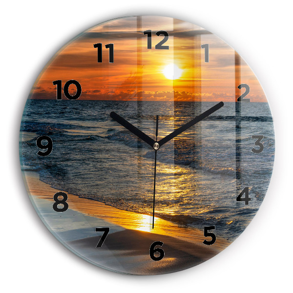 Kulaté skleněné hodiny s fotkou Władysławowo Baltské moře