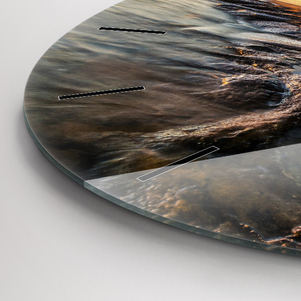 Kulaté skleněné hodiny s fotkou Maják a Baltské moře