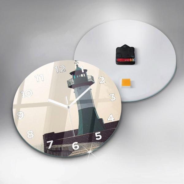 hodiny na skle Maják a moře