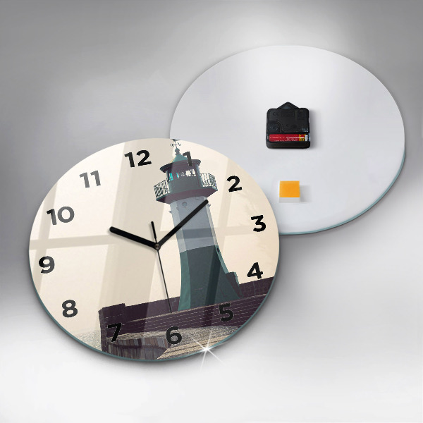 hodiny na skle Maják a moře