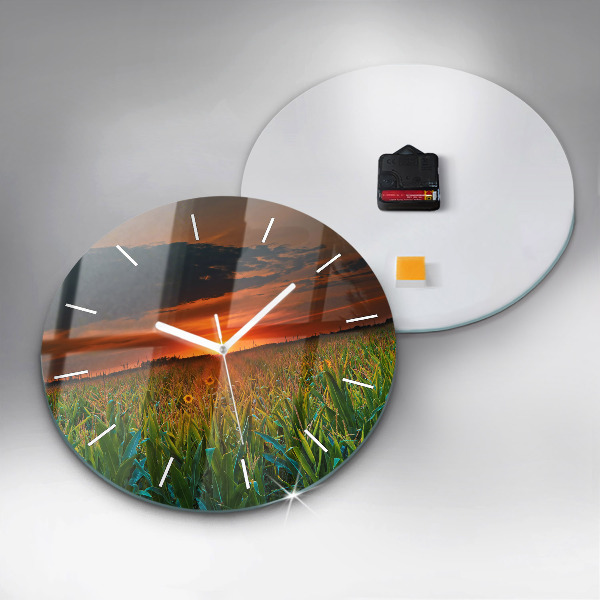 hodiny na skle Slunečnice na louce