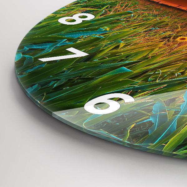 hodiny na skle Slunečnice na louce