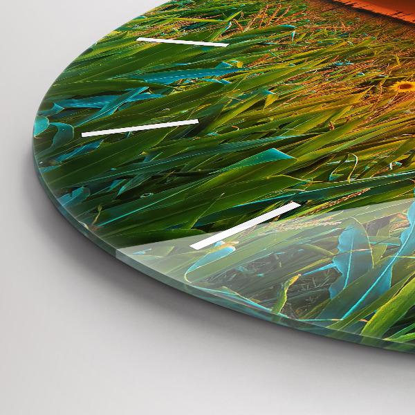 hodiny na skle Slunečnice na louce