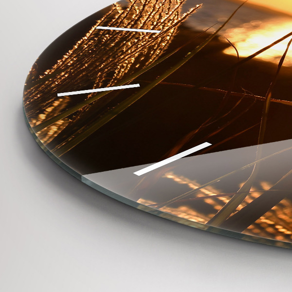 hodiny na skle Pšenice ve zlatém slunci