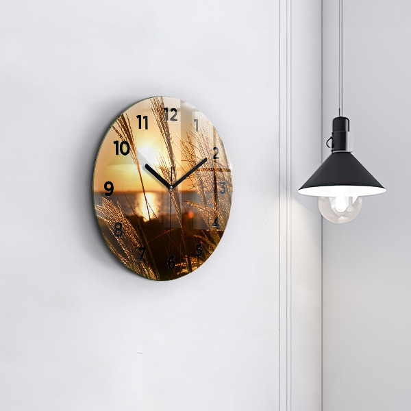 hodiny na skle Pšenice ve zlatém slunci