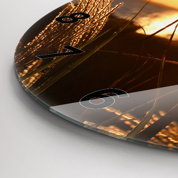 hodiny na skle Pšenice ve zlatém slunci