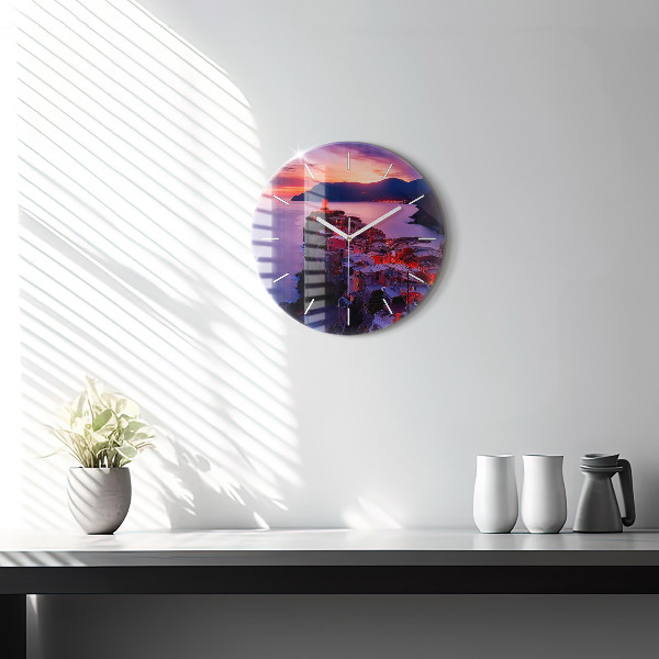 hodiny na skle Domy u jezera