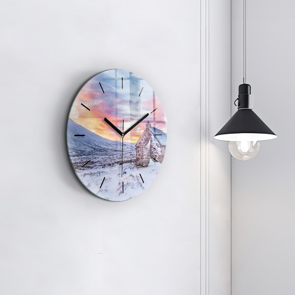 hodiny na skle Chata v horách