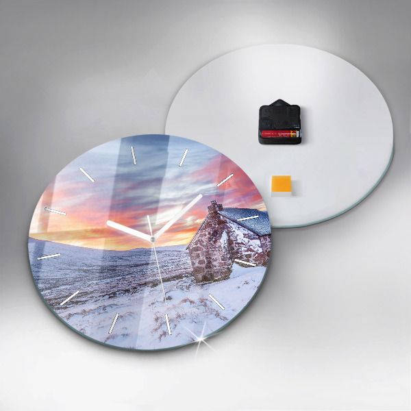 hodiny na skle Chata v horách