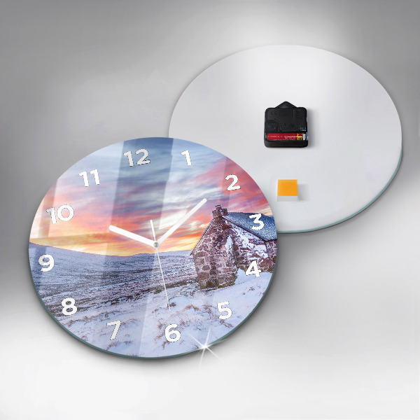 hodiny na skle Chata v horách