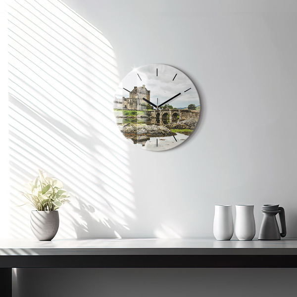 hodiny na skle Hrad Eilean Donan Skotsko