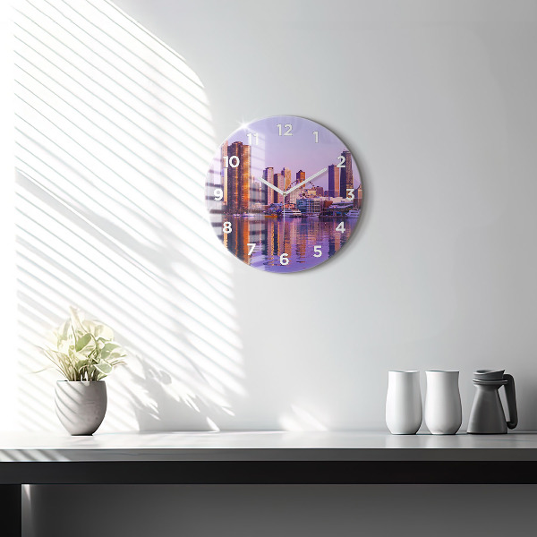 hodiny na skle Pohled na mrakodrapy v USA