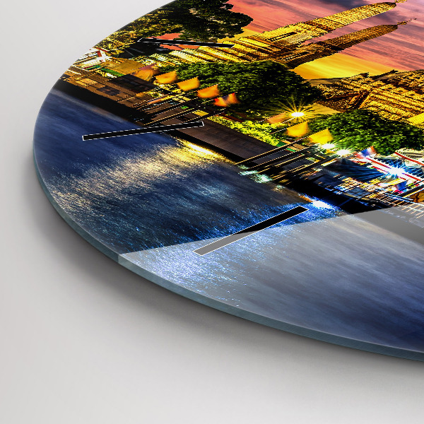 Kulaté skleněné hodiny s fotkou Chrám v Bangkoku