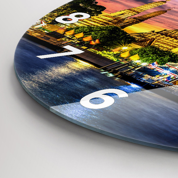 Kulaté skleněné hodiny s fotkou Chrám v Bangkoku