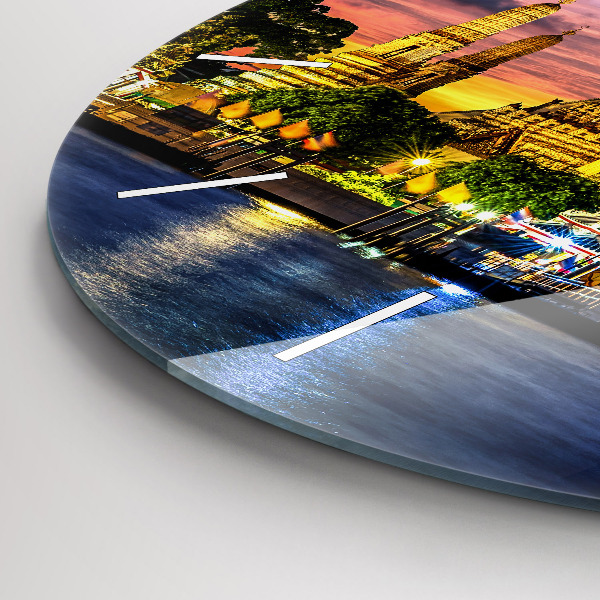 Kulaté skleněné hodiny s fotkou Chrám v Bangkoku