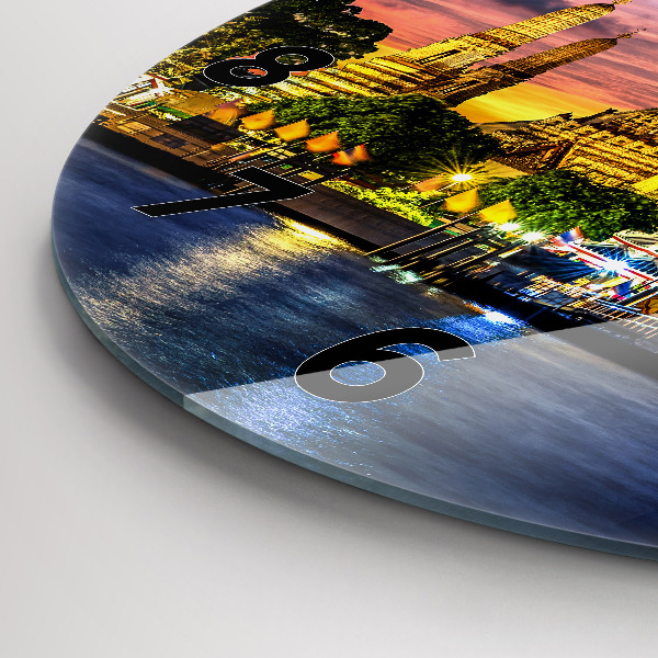 Kulaté skleněné hodiny s fotkou Chrám v Bangkoku