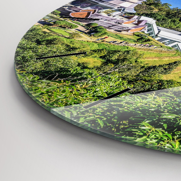 Kulaté skleněné hodiny s fotkou Národní park Chiang Mai