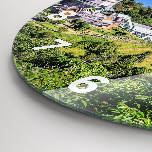 Kulaté skleněné hodiny s fotkou Národní park Chiang Mai