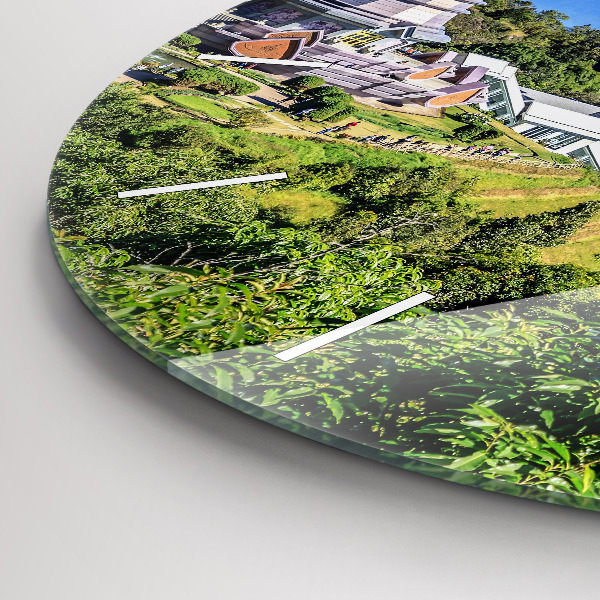 Kulaté skleněné hodiny s fotkou Národní park Chiang Mai