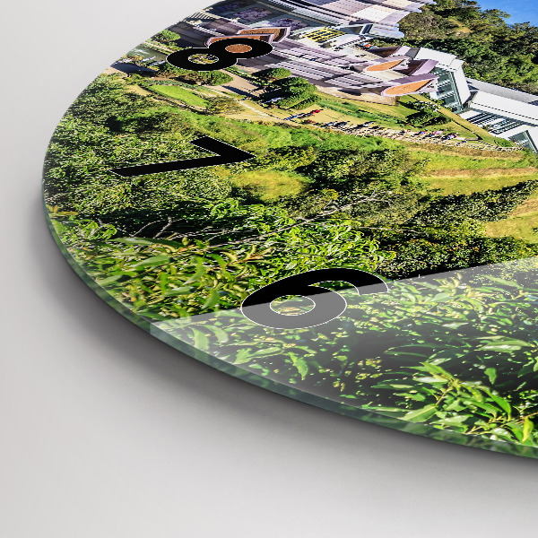 Kulaté skleněné hodiny s fotkou Národní park Chiang Mai