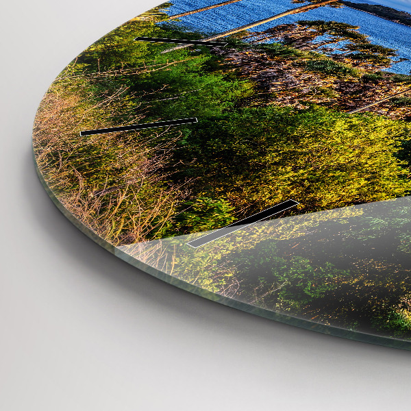 Kulaté skleněné hodiny s fotkou Phuket v Thajsku