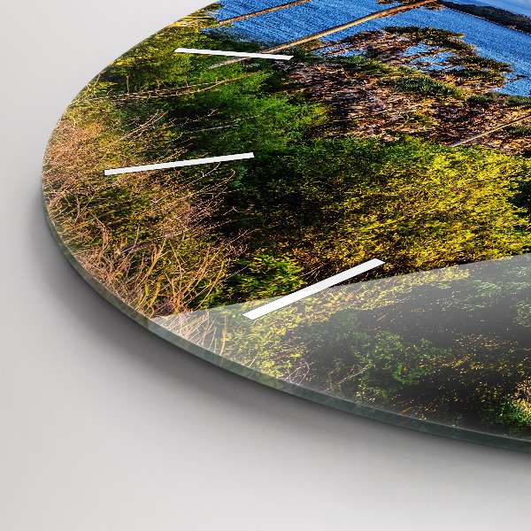 Kulaté skleněné hodiny s fotkou Phuket v Thajsku