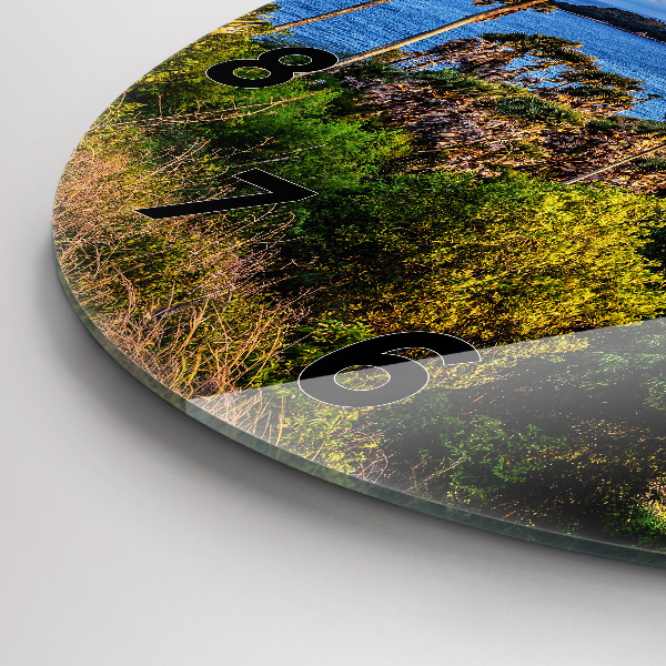 Kulaté skleněné hodiny s fotkou Phuket v Thajsku