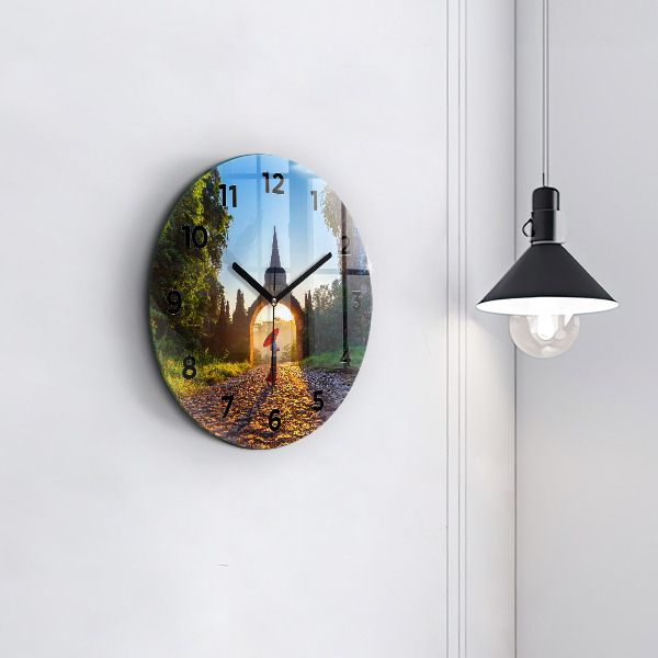 Kulaté skleněné hodiny s fotkou Park Surat Thani v Thajsku