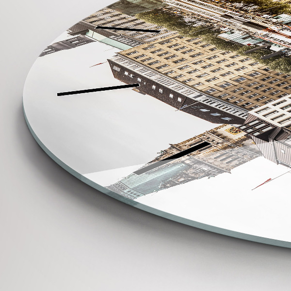 Kulaté skleněné hodiny s fotkou Řeka Hamburk v Německu