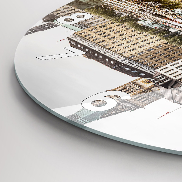 Kulaté skleněné hodiny s fotkou Řeka Hamburk v Německu