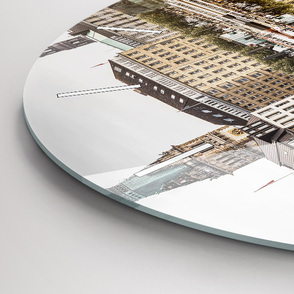 Kulaté skleněné hodiny s fotkou Řeka Hamburk v Německu