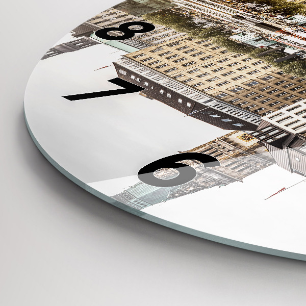 Kulaté skleněné hodiny s fotkou Řeka Hamburk v Německu