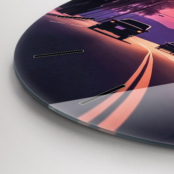 Kulaté skleněné hodiny s fotkou Západ slunce v Los Angeles