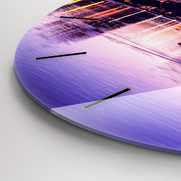 Kulaté skleněné hodiny s fotkou Panorama města Orlando