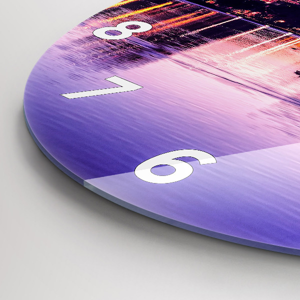 Kulaté skleněné hodiny s fotkou Panorama města Orlando