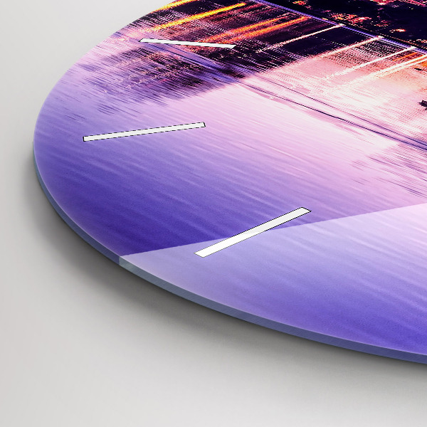 Kulaté skleněné hodiny s fotkou Panorama města Orlando