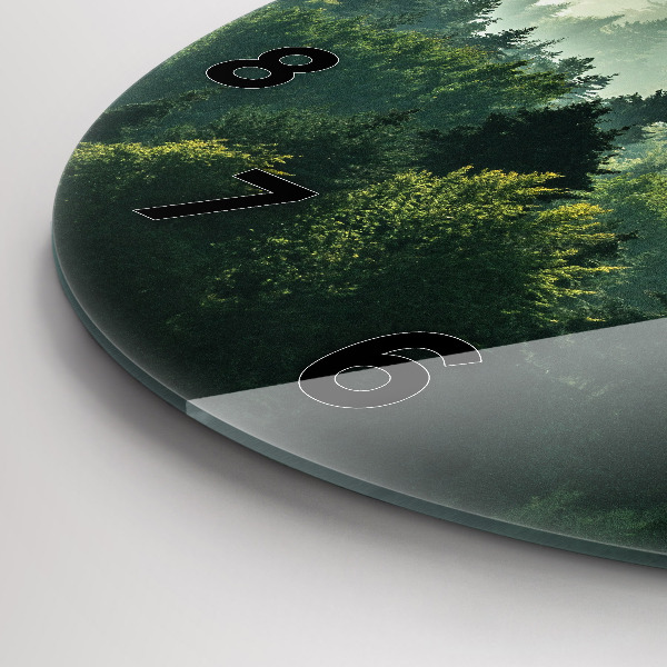 Kulaté skleněné hodiny s fotkou Východ slunce v Beskydech