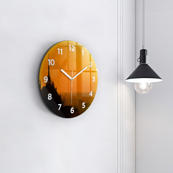 Kulaté skleněné hodiny s fotkou Pohled na brněnskou katedrálu