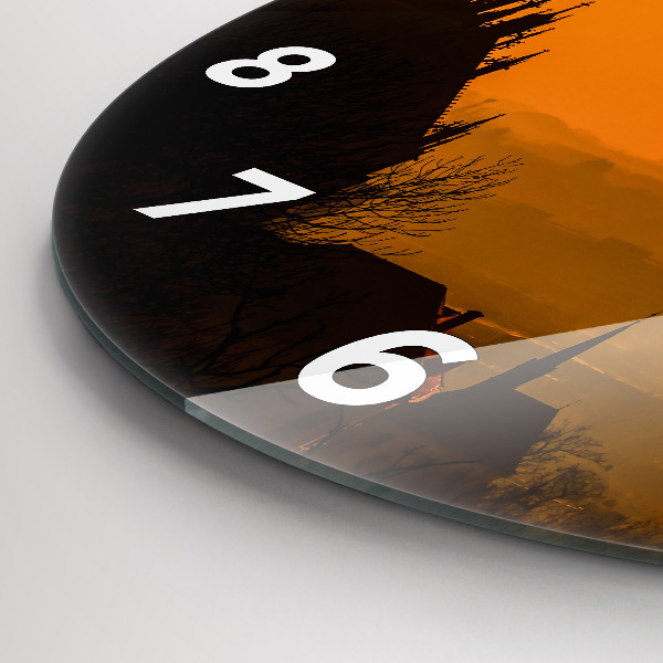 Kulaté skleněné hodiny s fotkou Pohled na brněnskou katedrálu