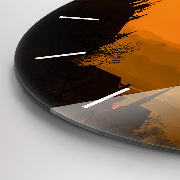 Kulaté skleněné hodiny s fotkou Pohled na brněnskou katedrálu