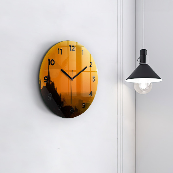 Kulaté skleněné hodiny s fotkou Pohled na brněnskou katedrálu