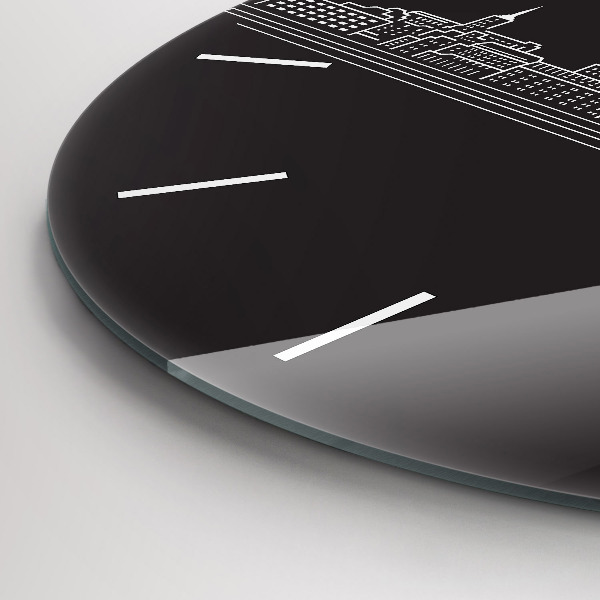 Kulaté skleněné hodiny s fotkou Kresba města Ostravy