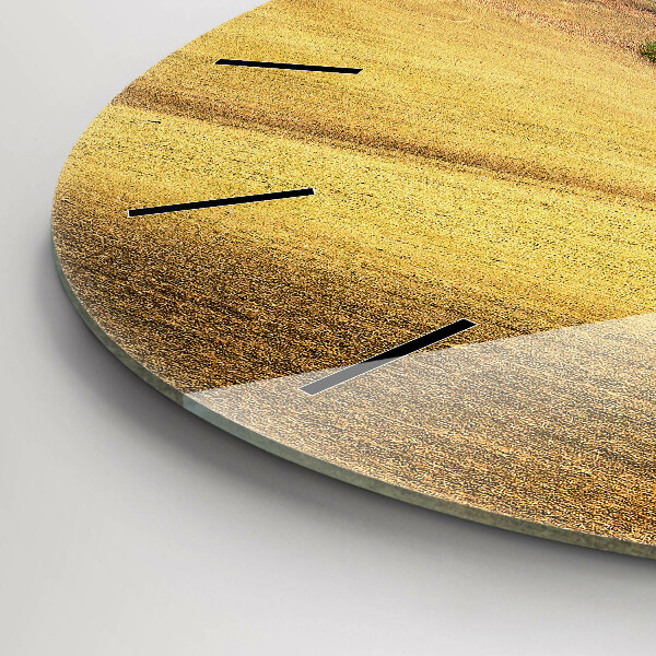 Kulaté skleněné hodiny s fotkou Morava Venkovská krajina