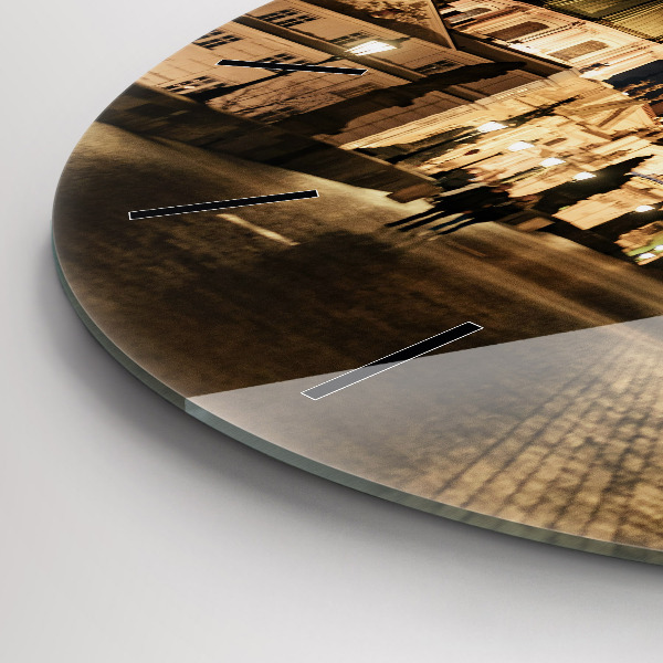 Kulaté skleněné hodiny s fotkou Karlův most v Praze