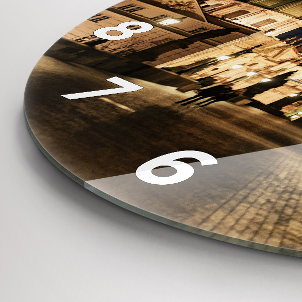 Kulaté skleněné hodiny s fotkou Karlův most v Praze