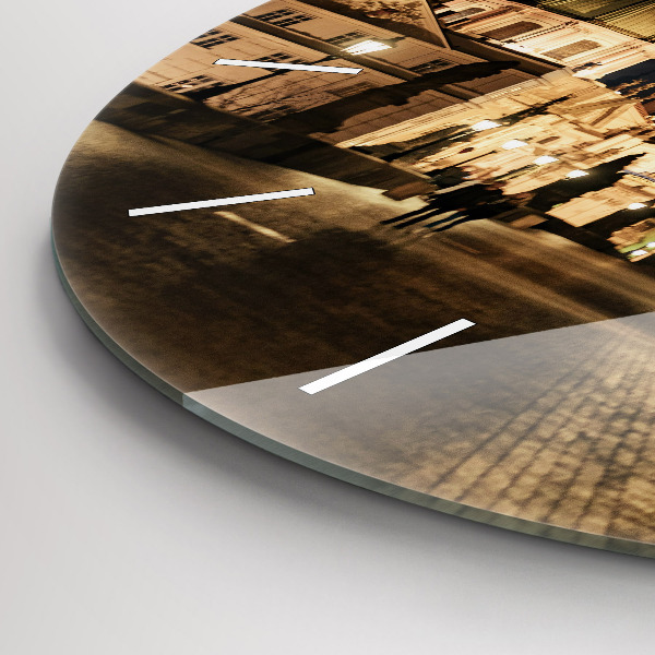 Kulaté skleněné hodiny s fotkou Karlův most v Praze