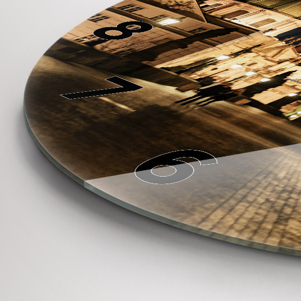 Kulaté skleněné hodiny s fotkou Karlův most v Praze