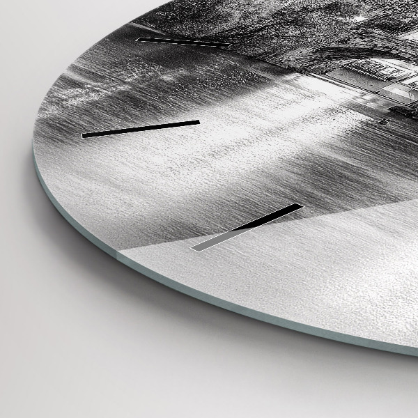 Kulaté skleněné hodiny s fotkou Karlův most v Praze