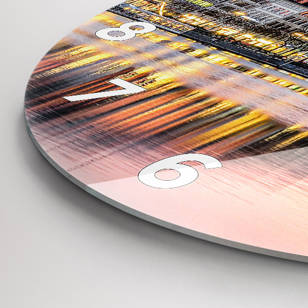 Kulaté skleněné hodiny s fotkou Alster v Hamburku